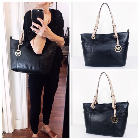 MICHAEL Michael Kors Handbags - MMK Jet Set Black Pebble Leather Tote Shoulder Bag